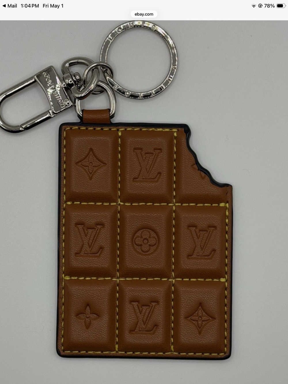 Authentic Louis Vuitton Brown Chocolate Bar Monogram Leather Key & Card Holder